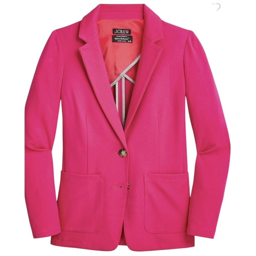 J. Crew‎ Patch-Pocket Blazer Italian Ponte Knit Fuchsia Pink Womens Size 14
